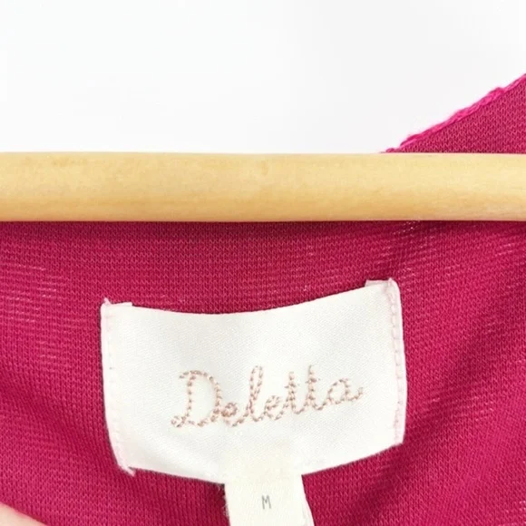 Anthropologie Deletta Silverfield Pink Sweetheart Lace Cutout Dress Size Medium - Picture 6 of 13